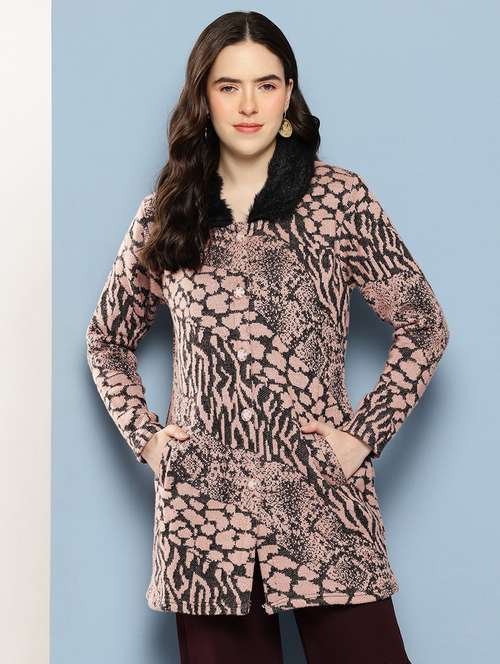 women self design long sleeve cardigan - 22033834 - Very Small Image - 1