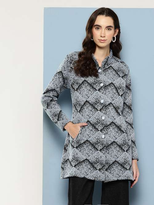 women self design long sleeve cardigan - 22033854 - Very Small Image - 1