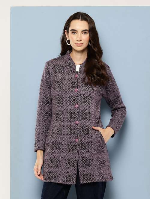 women self design long sleeve cardigan - 22033861 - Very Small Image - 1