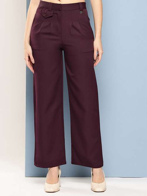girls solid high rise straight trouser - 22033863 - Very Small Image - 1