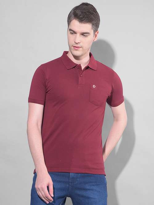 maroon cotton plain tshirt - 22033895 - Very Small Image - 1