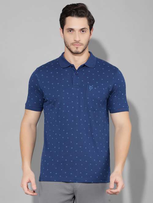 blue cotton front print tshirt - 22033902 - Very Small Image - 1