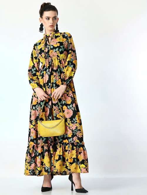 women floral printed long sleeve tiered maxi dress - 22036719 - Very Small Image - 1