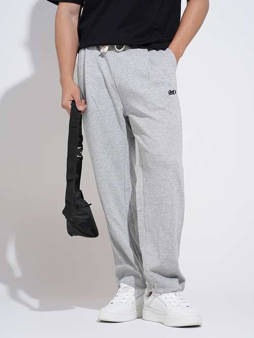 men grey solid mid rise relaxed fit track pant - 22038089 - Very Small Image - 1