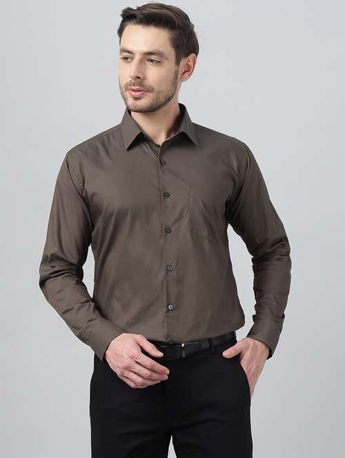 men solid collared long sleeve shirt - 22039545 - Very Small Image - 1