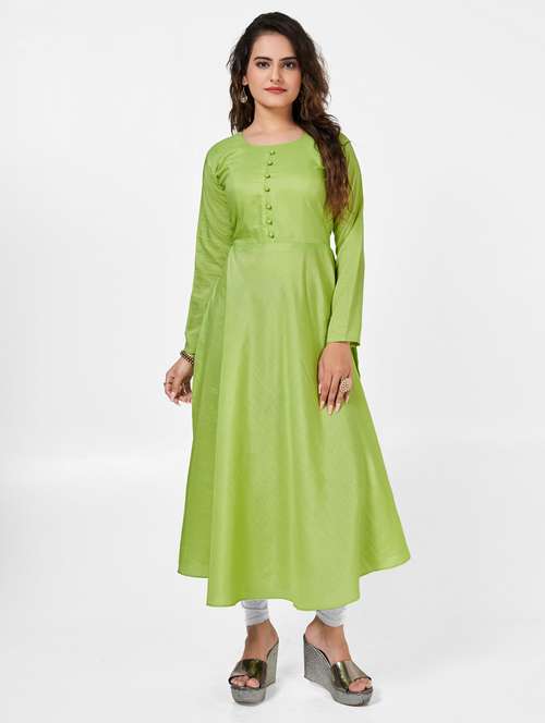 women solid long sleeve anarkali kurta  - 22041988 - Very Small Image - 1