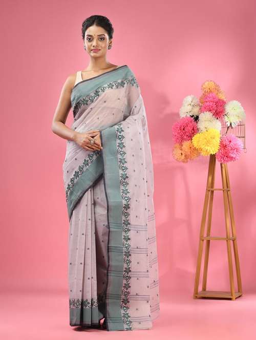women self design tant saree - 22046346 - Very Small Image - 1