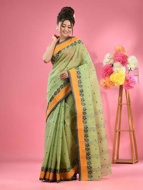 women self design tant saree - 22046348 - Very Small Image - 1