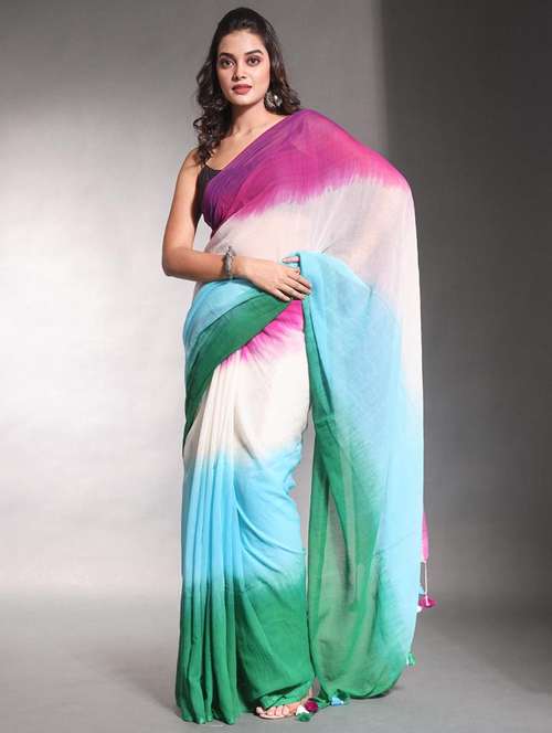women tie & dye printed saree - 22046389 - Very Small Image - 1