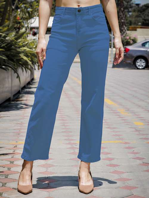 women solid high rise staright fit jeans   - 22048043 - Very Small Image - 1