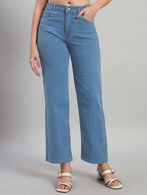 women solid high rise staright fit jeans   - 22048053 - Very Small Image - 1