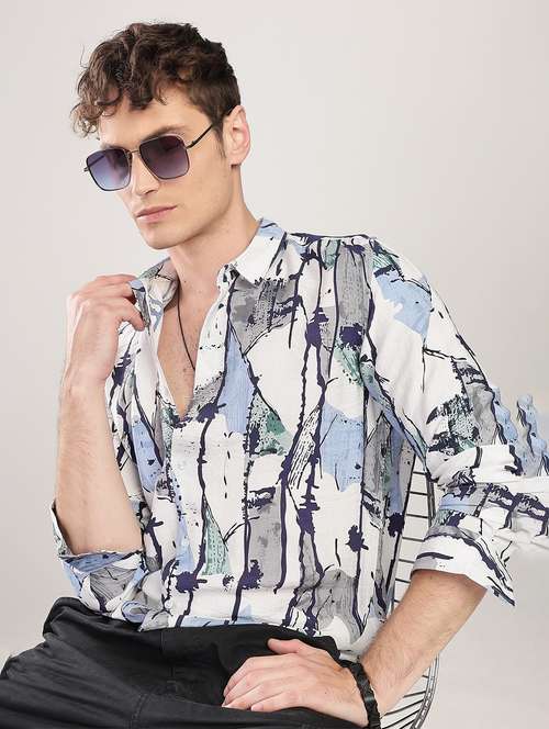 Men Printed Collared Long Sleeve Regular Fit Shirt - 22052123 - Very Small Image - 1
