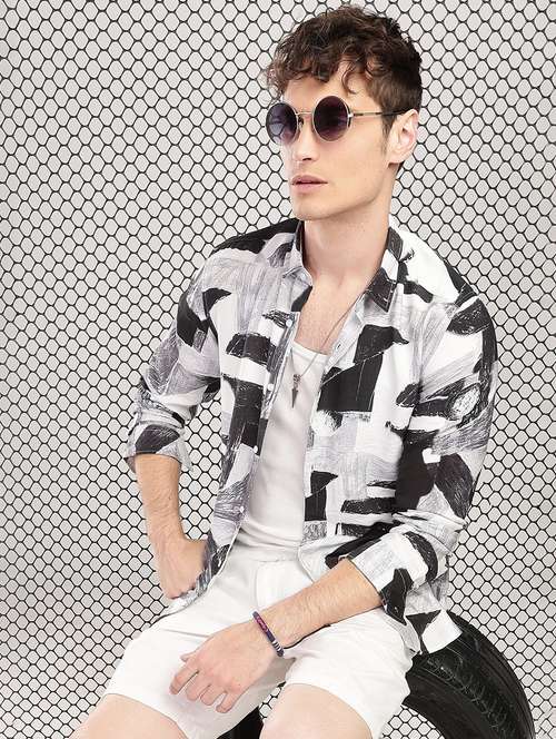 men printed collared long sleeve regular fit shirt - 22052126 - Very Small Image - 1