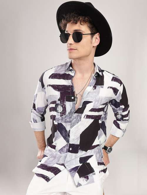 Men Printed Collared Long Sleeve Regular Fit Shirt - 22052127 - Very Small Image - 1