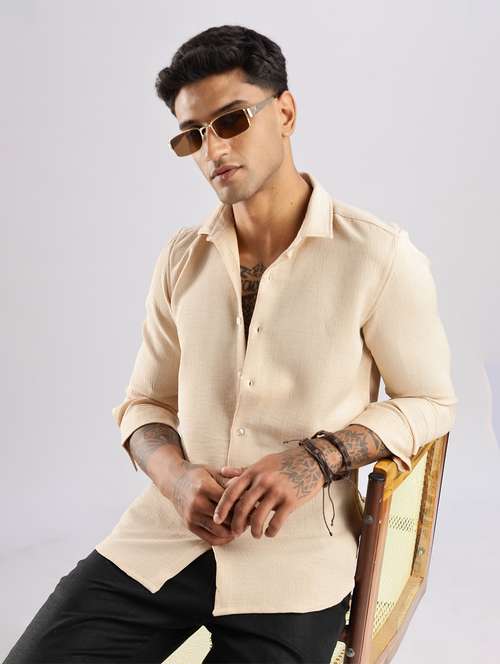 men solid collared long sleeve regular fit shirt - 22052196 - Very Small Image - 1