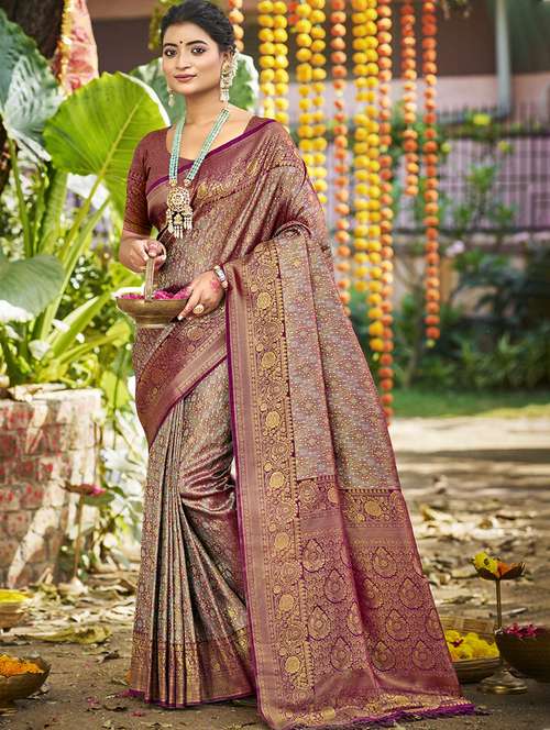 women self design banarasi saree with blouse - 22053694 - Very Small Image - 1