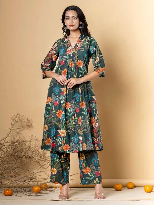 women three quarter sleeve kurta and pant set - 22058184 - Very Small Image - 1
