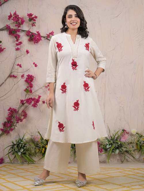 women three quarter sleeve kurta and palazzo set - 22058527 - Very Small Image - 1