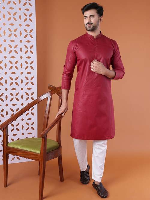 men mandarin neck kurta pyjama ethnic wear set - 22061889 - Very Small Image - 1