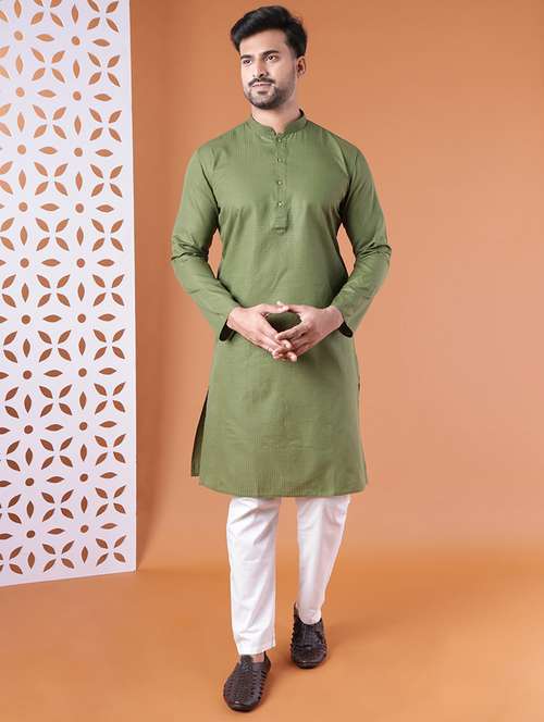 men mandarin neck kurta pyjama ethnic wear set - 22061890 - Very Small Image - 1