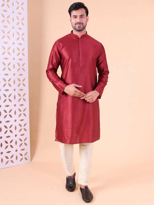 men mandarin neck kurta pyjama ethnic wear set - 22062004 - Very Small Image - 1