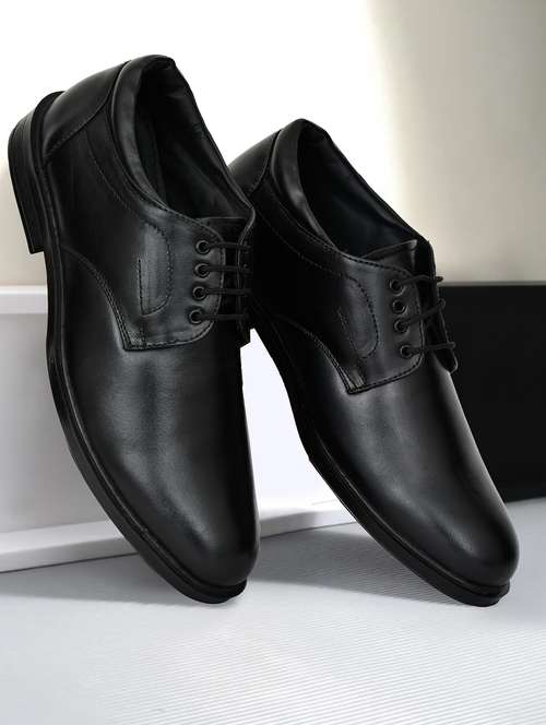 men black solid lace-up derby - 22062642 - Very Small Image - 1