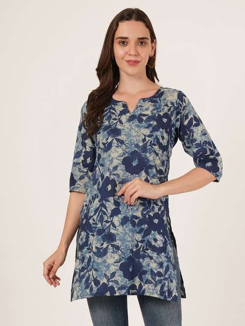 women floral printed three quarter sleeve straight kurti - 22068309 - Very Small Image - 1
