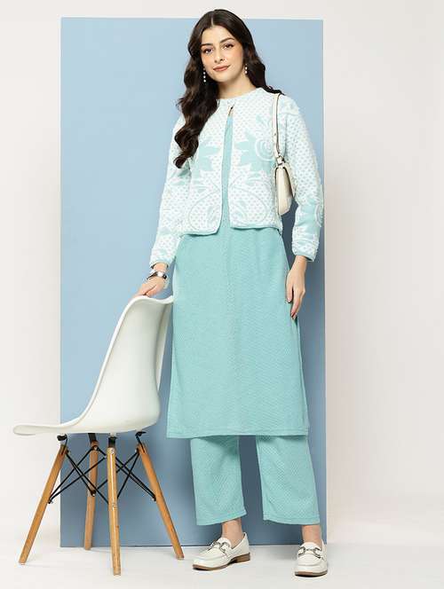 women self design long sleeve kurta pant with dupatta set - 22073991 - Very Small Image - 1