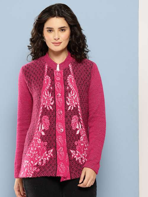 pink wool blend cardigan - 22074064 - Very Small Image - 1