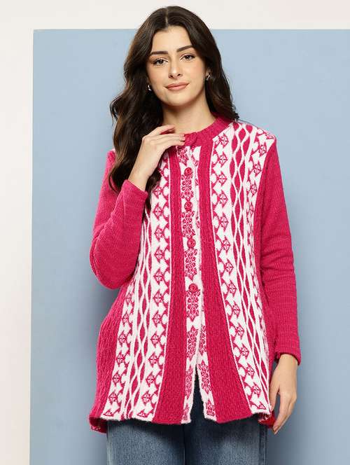 pink wool blend cardigan - 22074073 - Very Small Image - 1