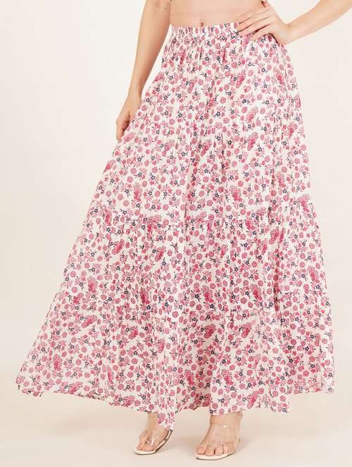 women printed high rise tiered maxi skirt - 22076355 - Very Small Image - 1