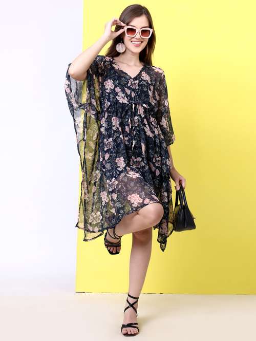 women printed kimono sleeve kaftan dress - 22077721 - Very Small Image - 1