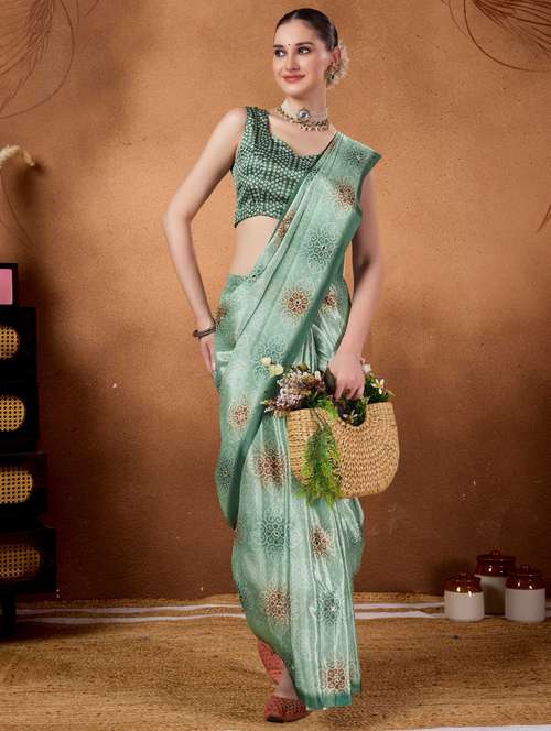 women bandhani ready to wear saree with blouse - 22078193 - Very Small Image - 1