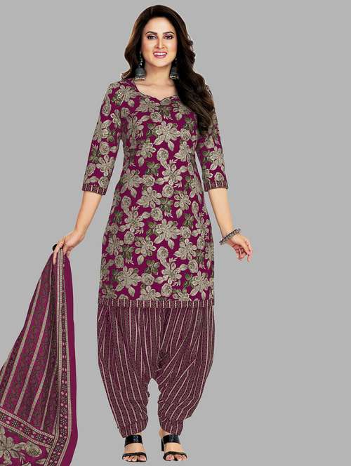women floral printed unstitched salwar suit set - 22079493 - Very Small Image - 1
