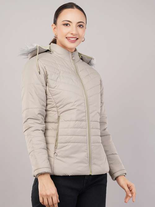 women solid long sleeve hooded quilted jacket - 22080935 - Very Small Image - 1