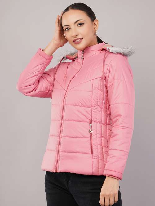 women solid long sleeve hooded quilted jacket - 22080940 - Very Small Image - 1