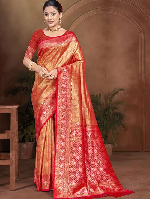 women self design kanjivaram saree with blouse - 22082390 - Very Small Image - 1