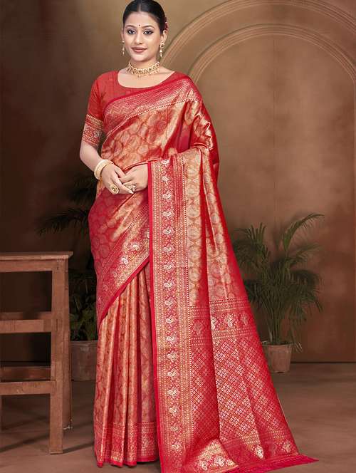 women self design kanjivaram saree with blouse - 22082392 - Very Small Image - 1
