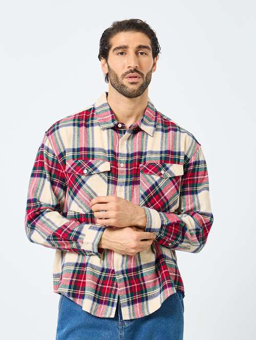 men checkered long sleeve regular fit casual shirt - 22083428 - Very Small Image - 1