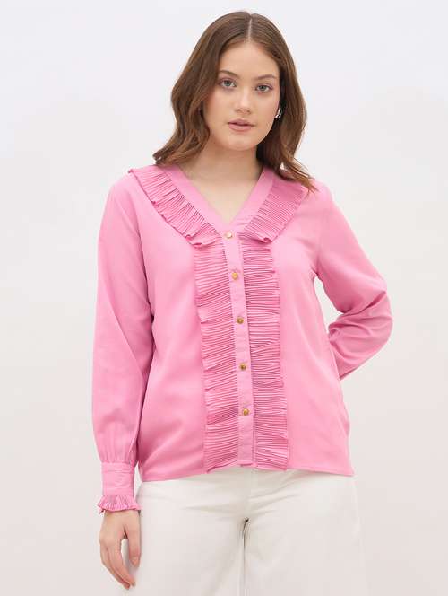 women pink long sleeve regular fit shirt - 22083532 - Very Small Image - 1
