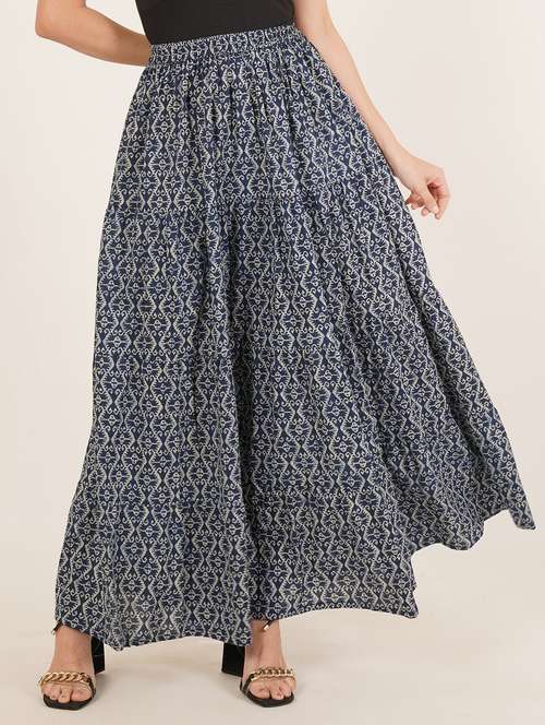 women printed high rise tiered skirt - 22084097 - Very Small Image - 1