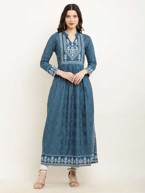 women printed long sleeve a-line kurta - 22085961 - Very Small Image - 1