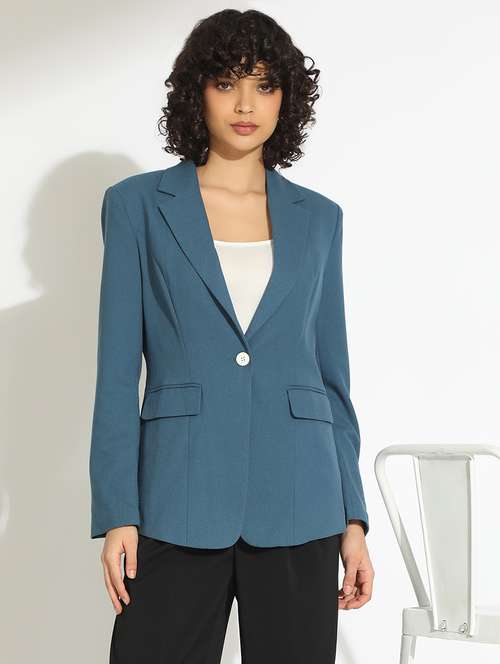 women solid long sleeve single breasted blazer - 22086233 - Very Small Image - 1