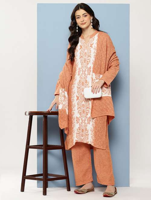 women self design long sleeve kurta pant with dupatta set - 22086508 - Very Small Image - 1