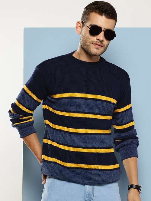 men striped long sleeve regular fit pullover  - 22086571 - Very Small Image - 1