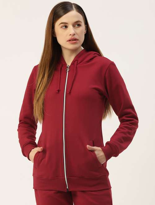 women solid long sleeve hooded sweatshirt - 22086945 - Very Small Image - 1