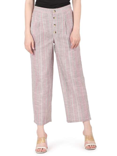 women striped high rise straight trouser - 22088974 - Very Small Image - 1