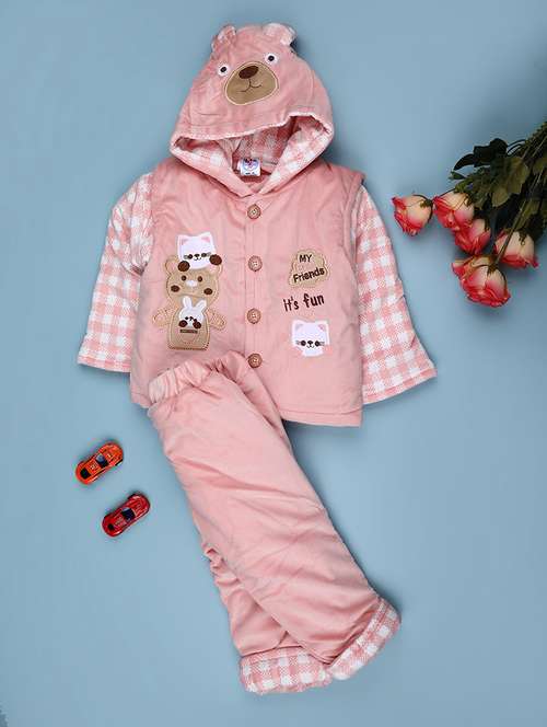 kids checkered long sleeve winterwear full length set - 22089083 - Very Small Image - 1
