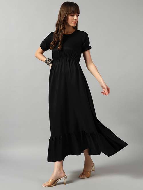 women solid puff sleeve tiered dress - 22089321 - Very Small Image - 1