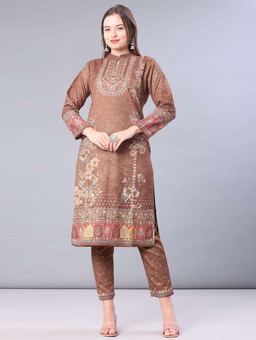 women self design long sleeve kurta pant with dupatta set - 22093063 - Very Small Image - 1